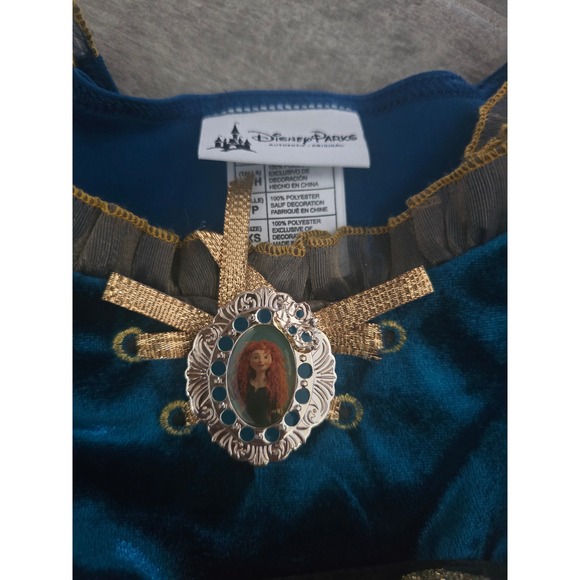 Disney Parks Merida Brave Princess Costume Dress Girls Size XS Blue Gold Play - Picture 2 of 5